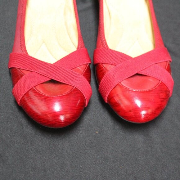Michelle D Red Patent Low Heel Wedges - Picture 11 of 13